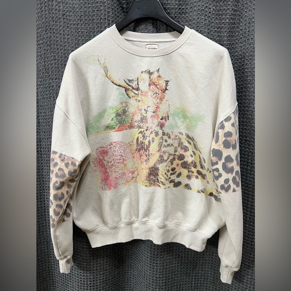Buckle Modish Rebel In The Wild Mixed Cheetah Print Sweatshirt Size L - Picture 2 of 7